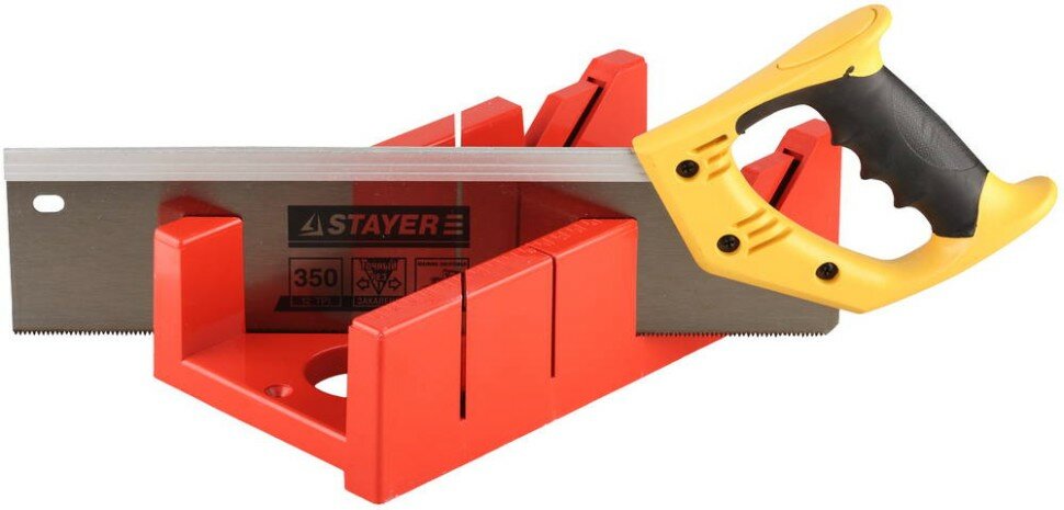 STAYER Набор STAYER: пластмассовое + ножовка с 2-комп рукояткой, усиленный обушок, стусло MAXI 4" (для заготовок 100ммх52мм) в комплекте с ножовкой, ( 15395-35 )