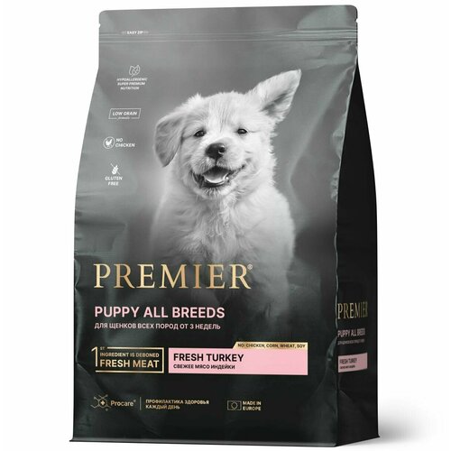 Сухой корм Premier для щенков всех пород с 3 недель, беременных и кормящих собак, с индейкой, 10 кг