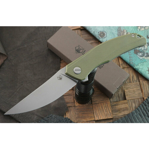 фото Мастерская братьев широгоровых мбш складной нож квантиум урсус, сталь cromax pm, рукоять зеленый g-10, mrbs