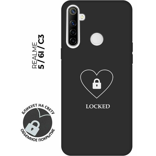 Матовый чехол Locked W для realme 5 / 6i / C3 / Рилми 5 / 6 ай / С3 с 3D эффектом черный матовый чехол locked w для realme 6 рилми 6 с 3d эффектом черный