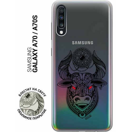 Ультратонкий силиконовый чехол-накладка для Samsung Galaxy A70 с 3D принтом Grand Bull ультратонкий силиконовый чехол накладка для samsung galaxy s20 с 3d принтом grand bull