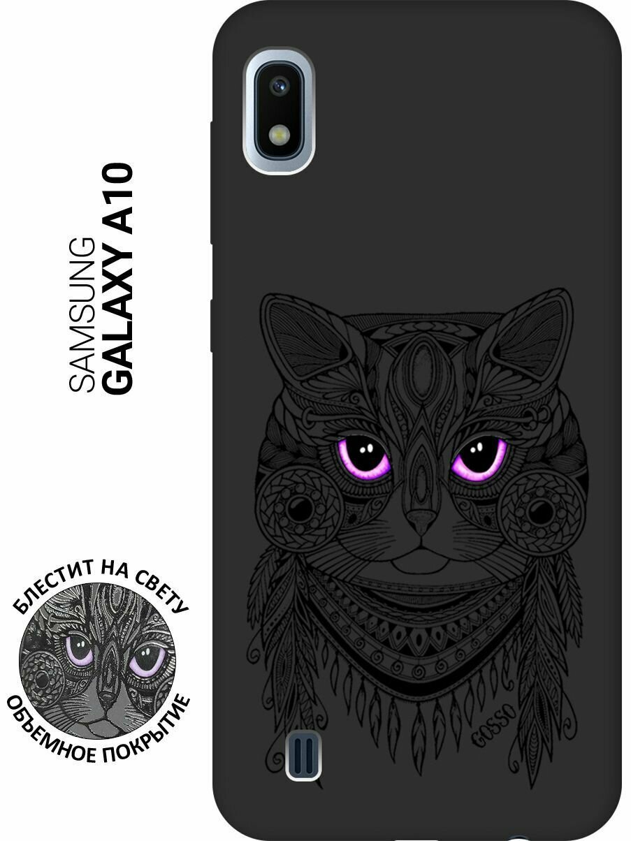 Ультратонкая защитная накладка Soft Touch для Samsung Galaxy A10 с принтом "Grand Cat" черная