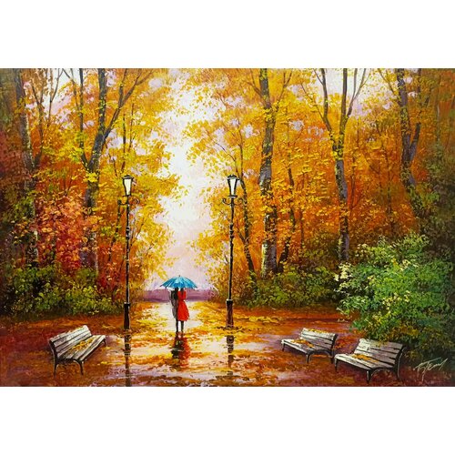 Картина маслом на холсте. Живопись. 100% ручная работа. Художественная мастерская Грёзы. Осенний пейзаж. Романтическая картина. Размер 50х70 см.