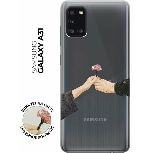 матовый soft touch силиконовый чехол на samsung galaxy a31 самсунг а31 с 3d принтом hands w черный Силиконовый чехол с принтом Hands для Samsung Galaxy A31 / Самсунг А31