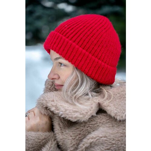 фото Шапка бини peony & wool, размер 54,56,58, красный