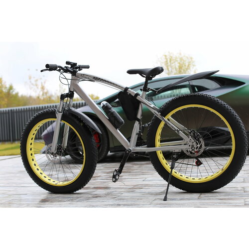 Велосипед фэтбайк Fatbike Richiesto 26 универсальность и комфорт для любого путешествия серо-желтый 3045000₽