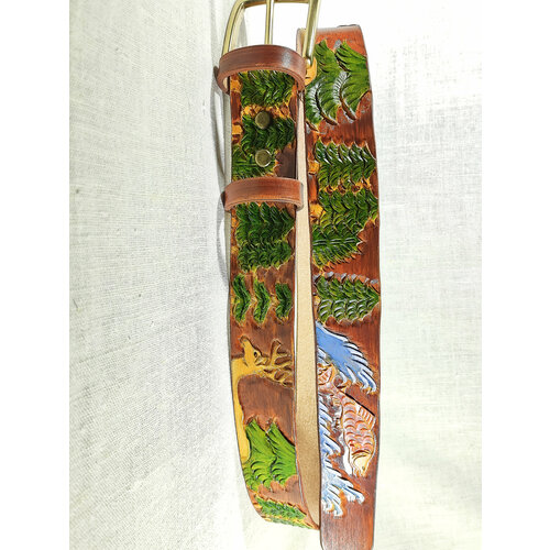 фото Ремень , размер 120, бежевый, золотой хельга шванцхен, leatherca