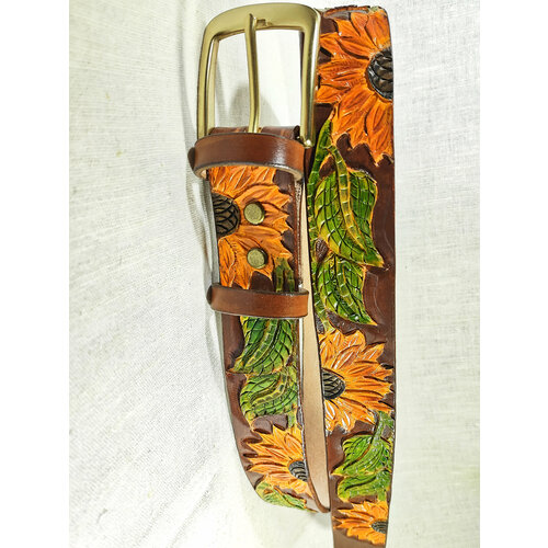 фото Ремень , размер 120, бежевый, золотой хельга шванцхен, leatherca