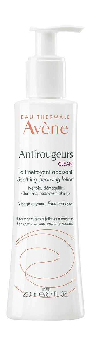 AVENE Antirougeurs Clean Молочко против покраснений кожи лица освежающее очищающее, 200 мл