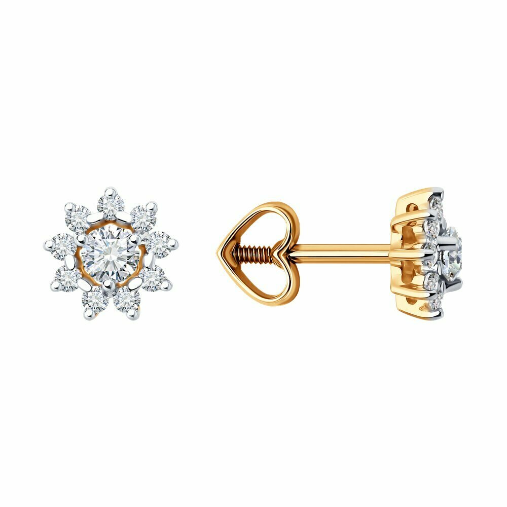 Серьги Diamant, красное золото, 585 проба, фианит