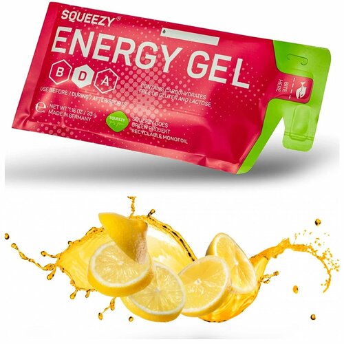 Энергетический гель питьевой SQUEEZY ENERGY GEL no caffeine 33 г саше, Лимон