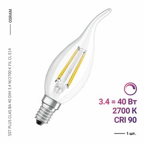 Osram / Ledvance SST PLUS CLAS BA 40 DIM 3.4 W/2700 K FIL CL E14 (1 шт)