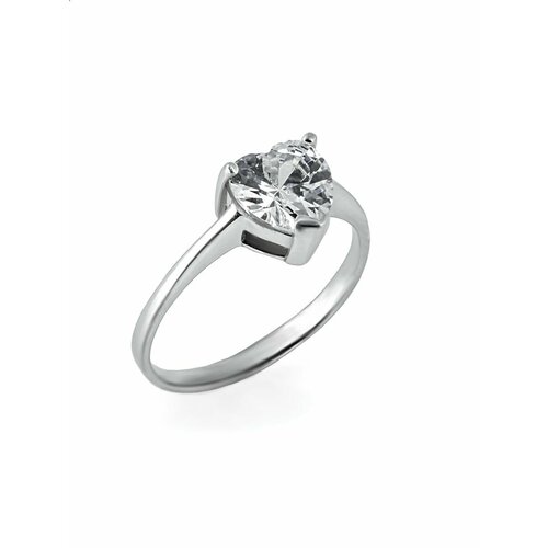 Кольцо помолвочное L-Silver, серебро, 925 проба, родирование, фианит, серебряный, белый