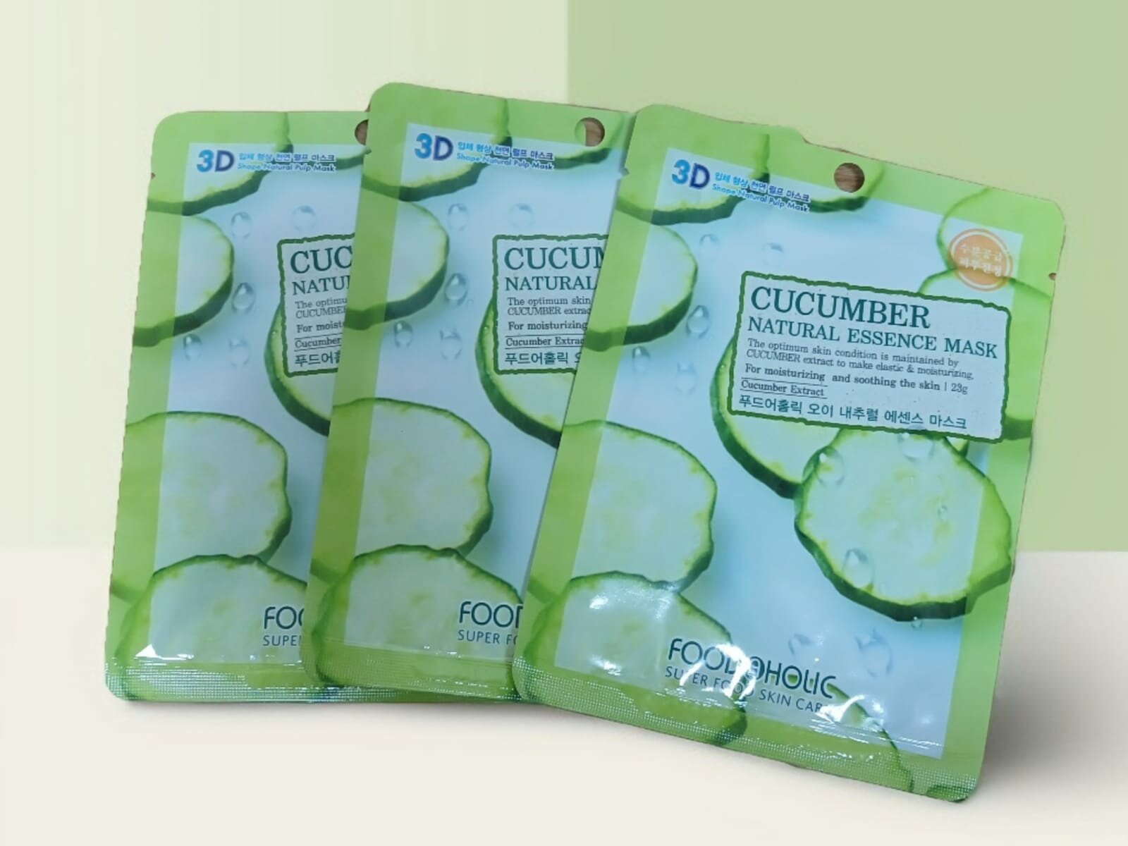 Маска для лица с экстрактом огурца FOODAHOLIC NATURAL ESSENCE MASK #CUCUMBER 3D