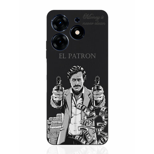 Чехол для смартфона Tecno Spark 10 Pro черный силиконовый El Patron Pablo Escobar/ Пабло Эскобар