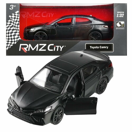 Машина металлическая RMZ City серия 1:32 Toyota Camry 2022, черный матовый цвет, инерционный механизм, двери открываются машина металлическая rmz city 1 32 ford f150 2018 зеленый матовый цвет двери открываются