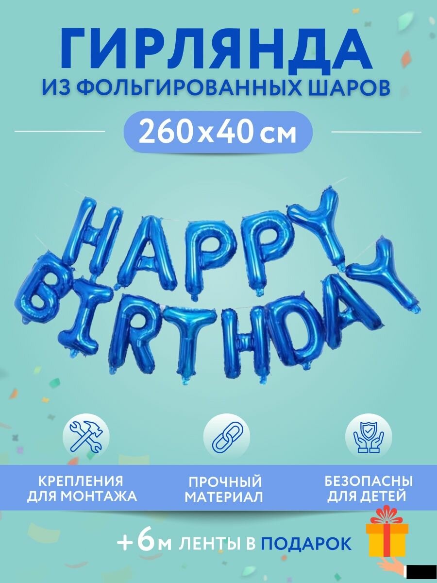 Набор фольгированных воздушных шаров буквы для фотозоны Happy Birthday С днем рождения