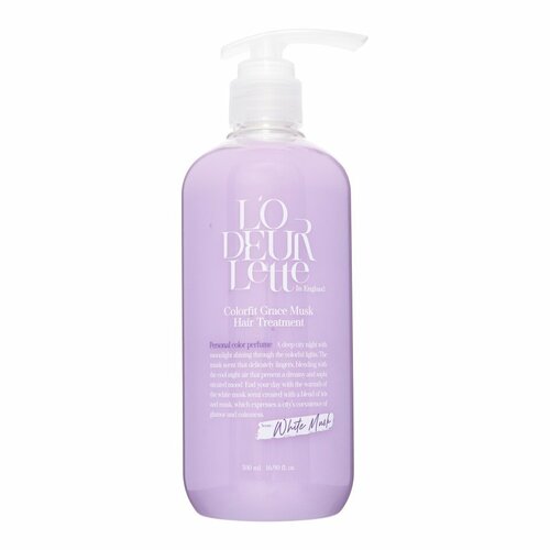 L'ODEURLETTE IN ENGLAND COLORFIT GRACE MUSK HAIR TREATMENT Парфюмированная маска для волос c ароматом белого мускуса 500мл