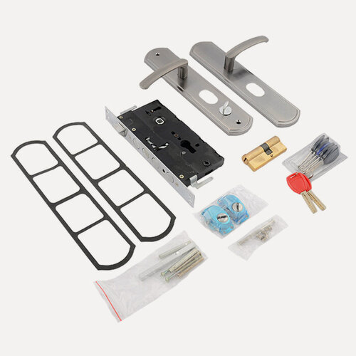 Изображение товара Замок врезной для металлической двери с ручкой и защелкой, правый