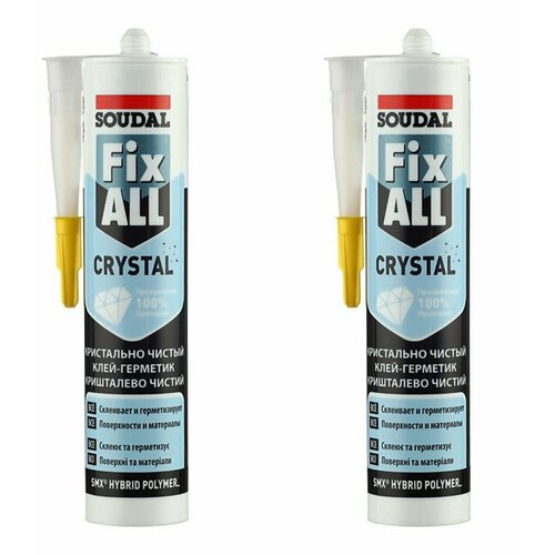 Клей-герметик гибридный Soudal Fix All Crystal прозрачный 290 мл (2 шт.) клей герметик гибридный fix all high tack белый 290 мл 2 шт