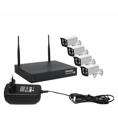 Радиоканальный набор видеонаблюдения КвадроВижион - 50 Клоуд-Стрит 4MP O49161EB с облачным хранилищем на 4 уличные камеры 4MP 2031700₽