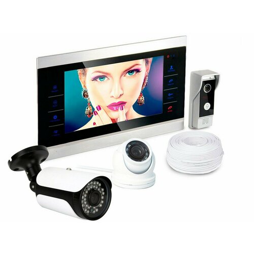 Набор видеодомофон HDcom S-104 и камеры купольная камера KDM-6413G уличная камера KDM-6215G - запись по движению 3142000₽