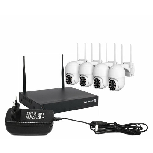 Радиоканальный набор видеонаблюдения КвадроВижион-01-4 Клоуд Купол 2MP O49364EB с облаком 4 купольные поворотные камеры для улицы 2083300₽