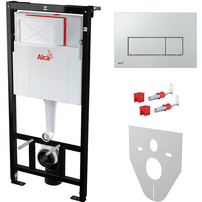 Система инсталляции AlcaPlast AM101/1120-4:1 RU M571-00 с кнопкой хром глянец и шумоизоляцией