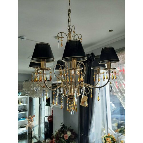 Люстра с черными абажурами, Swarovski Италия