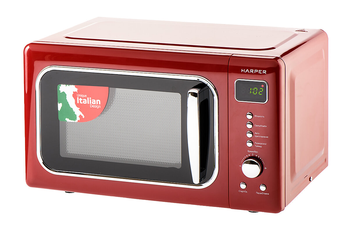 Микроволновая печь с грилем HARPER HMW-20ST04, красный - фотография № 8