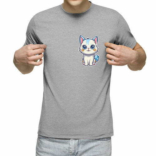 Футболка Us Basic, размер L, серый мужская футболка модный котик 2xl белый
