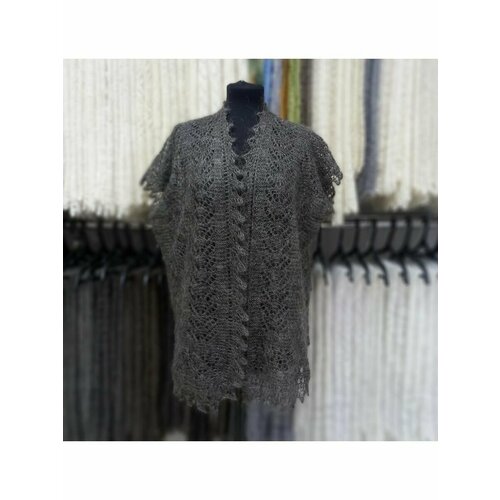 Кардиган Орчанка, прямой силуэт, без карманов, размер 56-60, серый