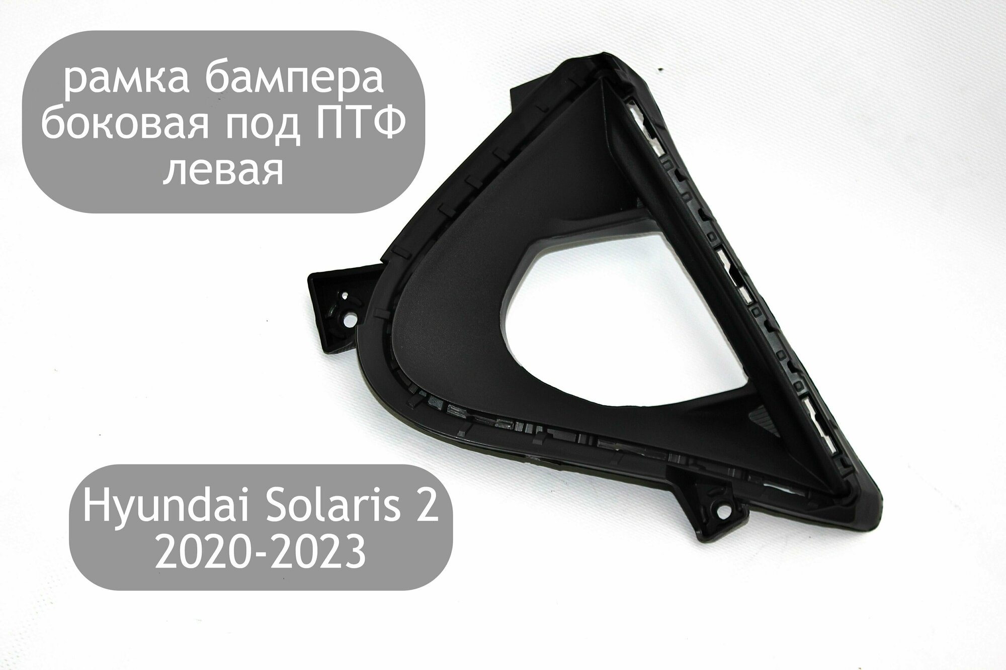 Рамка бампера боковая под ПТФ левая для Hyundai Solaris 2 2020-2023 (рестайлинг)