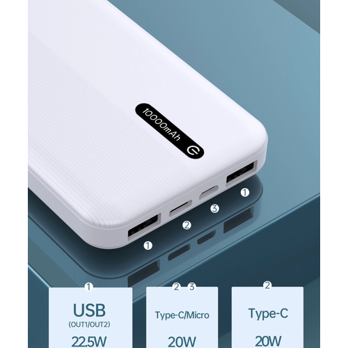 Повербанк с двумя входами для быстрой зарядки 10 000 мАч USB и Type-C 132300₽