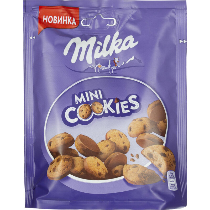 Печенье Milka Mini Cookies с кусочками шоколада 100 г - фотография № 2