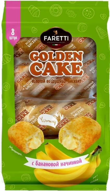 Пирожное Faretti GOLDEN CAKE с нач. банан изд.хл/б 270г