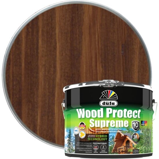 Пропитка декоративная для защиты древесины алкидная Dufa Wood Protect Supreme орех 9 л