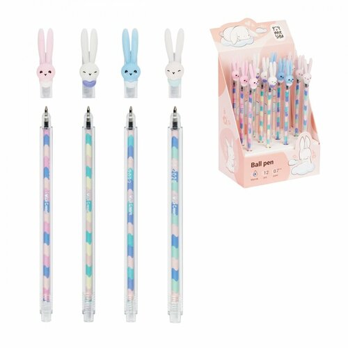 Ручка шариковая Meshu Ice Cream Rabbit (0.7мм, синий цвет чернил, с топпером) 12шт. (MS_02873) 10 цветов милая рождественская шариковая ручка мультяшная шариковая ручка 0 5 мм принадлежности для письма