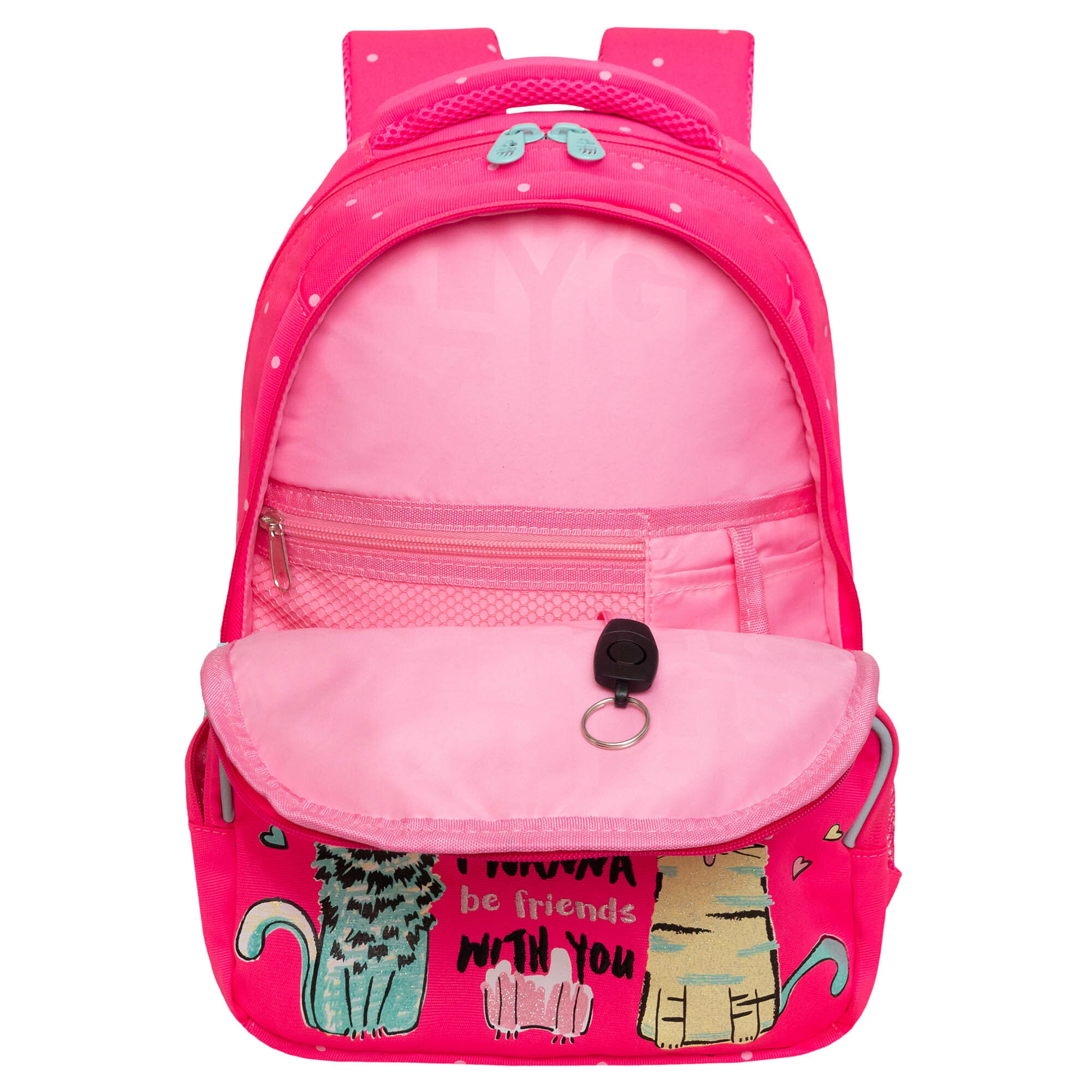 Рюкзак школьный GRIZZLY с карманом для ноутбука 13", анатомической спинкой, для девочки RG-460-1/3