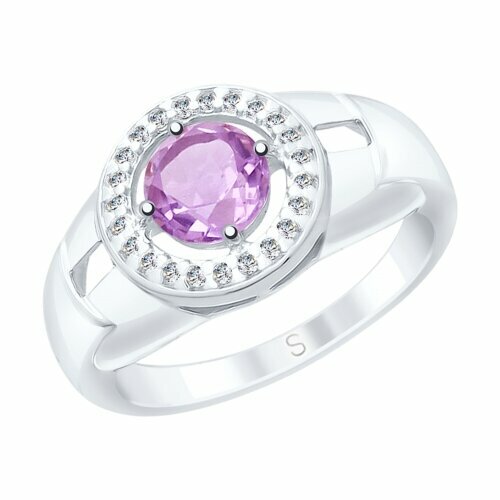 фото Кольцо кольцо из серебра 92011544 92011544 серебро, 925 проба, родирование, размер 17.5, фиолетовый dragomarket