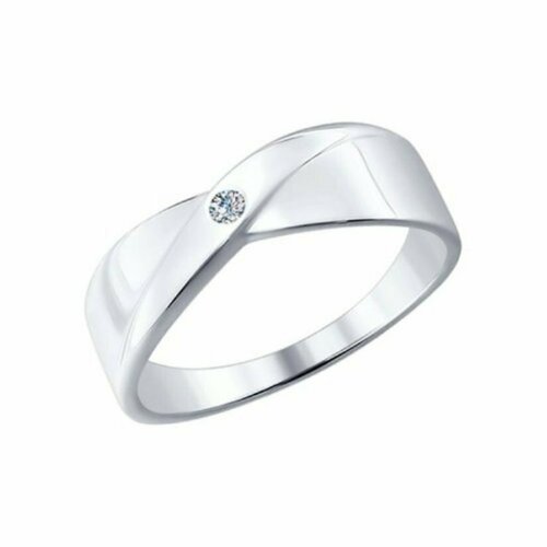 фото Кольцо кольцо из серебра 87010004 87010004 серебро, 925 проба, родирование, бриллиант, размер 17.5, бесцветный dragomarket