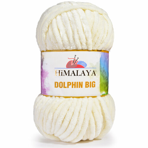 Пряжа Himalaya DOLPHIN BIG 100% Полиэстер, 200гр/80м, (76705 молочный) 1 упаковка (3 мотка)