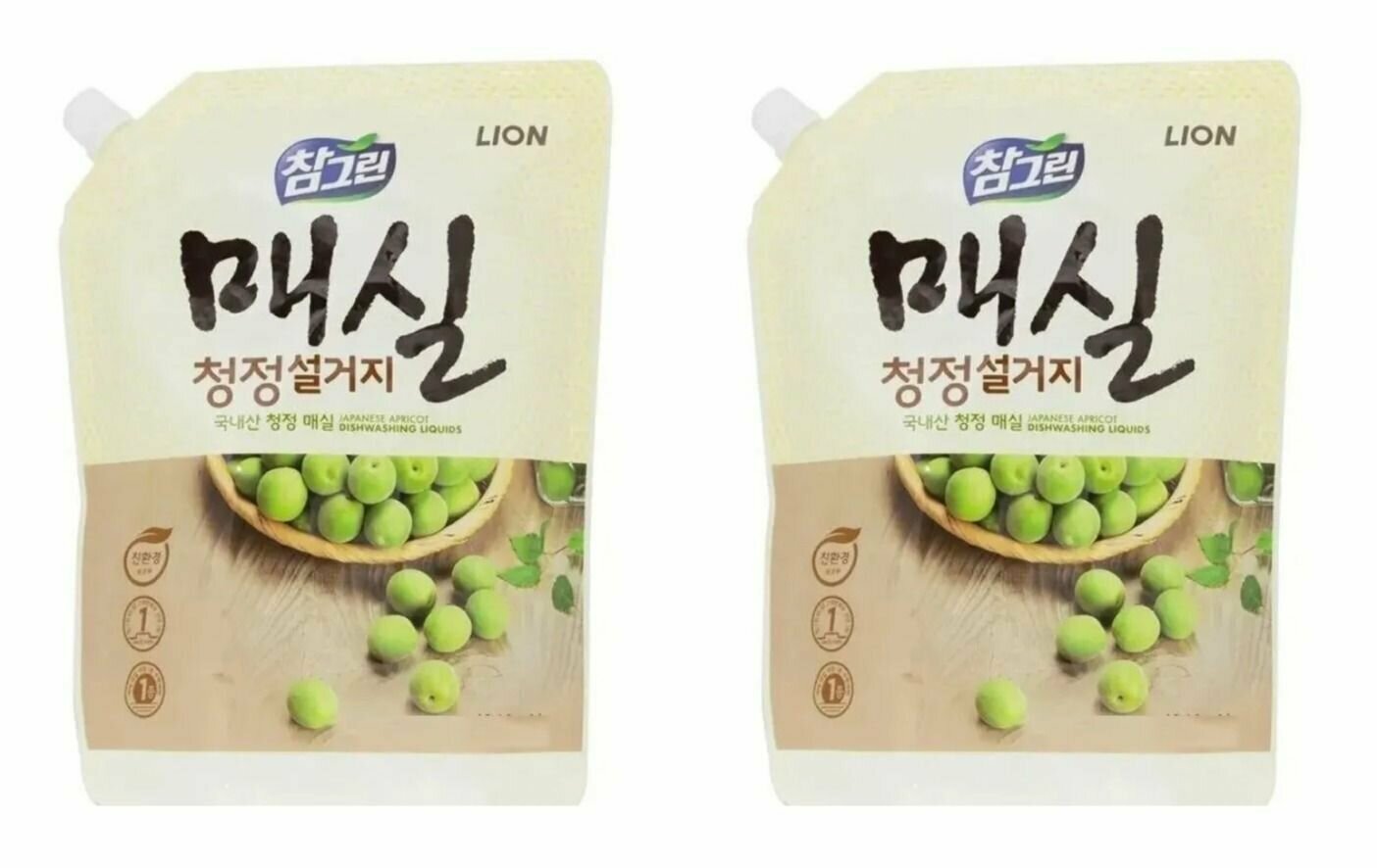 фото LION Средство для мытья посуды, овощей и фруктов Chamgreen Plum 300г сменный блок - 2 штуки