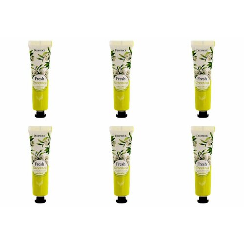 Deoproce Крем для рук Fresh greentea perfumed hand cream, Парфюмированный, С зеленым чаем, 50 г, 6 шт