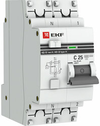 Дифференциальный автомат АД-32 1P-N 25А-30мА (хар. C, A, электронный, защита 270В) 6кА EKF PROxima