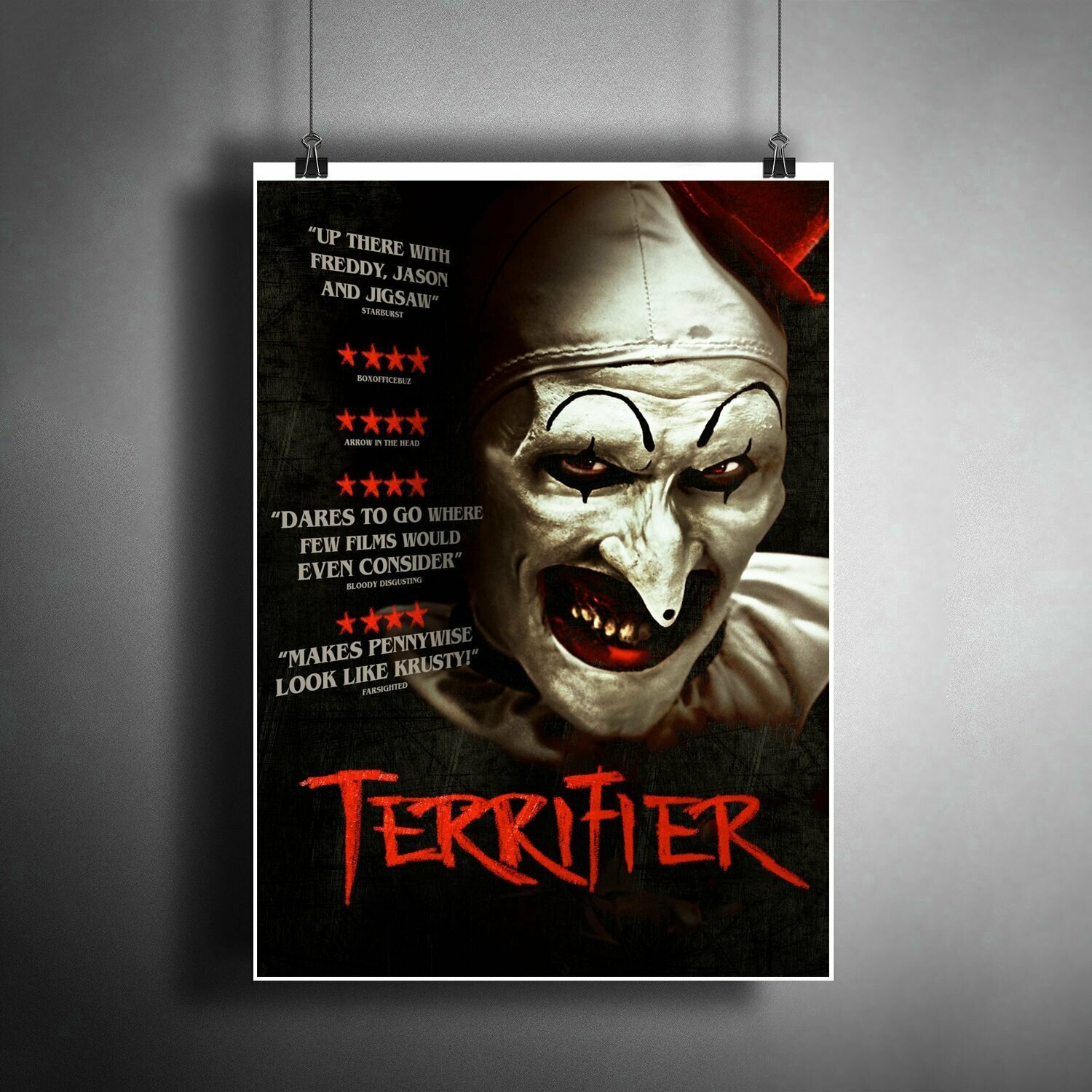 Постер плакат для интерьера "Фильм ужасов: Ужасающий (Terrifier). Постер на Хэллоуин" / A3 (297 x 420 мм)