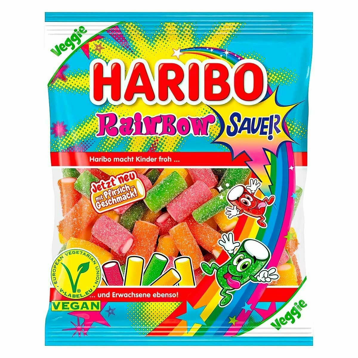 Кислый жевательный мармелад Haribo Rainbow Fizz (Германия), 160 г