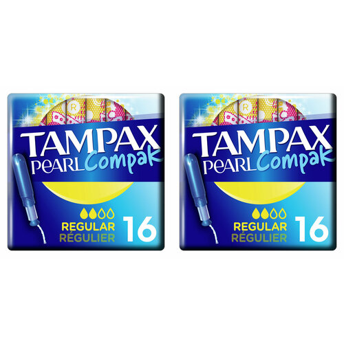 Tampax Compak Тампоны женские гигиенические с аппликатором Regular Duo 16шт. 2 уп. / tampax тампоны compak regular 16 шт