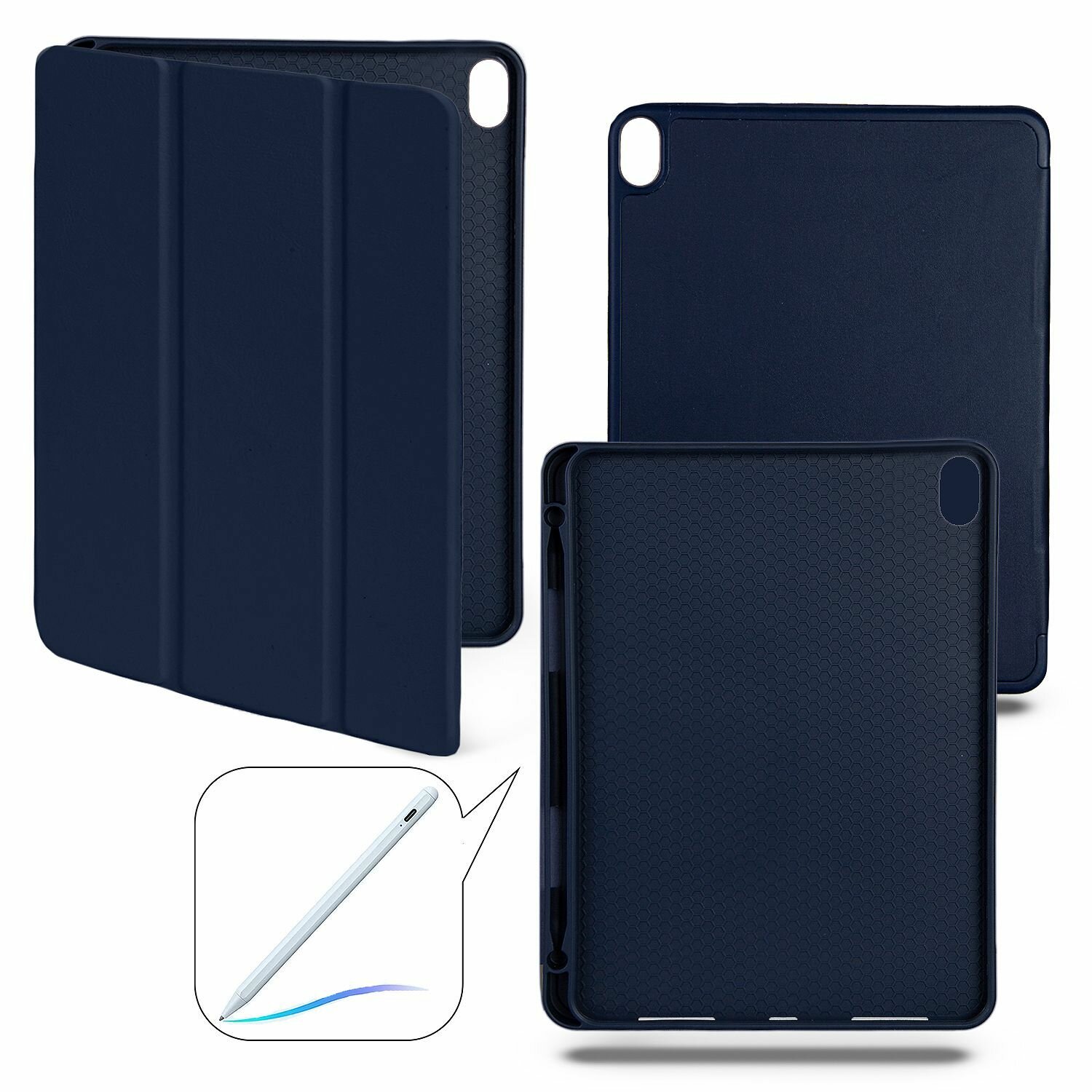 Чехол-книжка для iPad 10 (10.9" 2022) с отделением для стилуса темно-синий