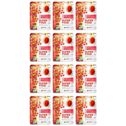 Eyenlip beauty Маска на тканевой основе с экстрактом терпкой вишни Super Food Mask Tart Cherry 23 г - 12 штук тканевая маска для лица с экстрактом терпкой вишни eyenlip super food tart cherry mask